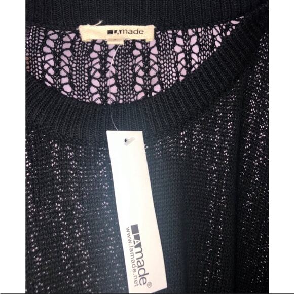 LA Made xRevolve Black Lightweight Crew Neck Sweater with Open Knit Detail SzSm - Picture 15 of 16